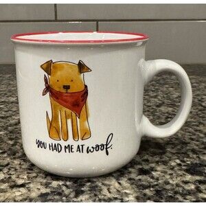 Prima Designs You Had Me At Woof Coffee Ceramic Mug White With Dog & Kerchief 4"
